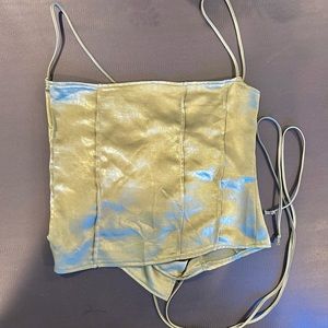 Motel Cosey Satin Cropped Lace Up Cami